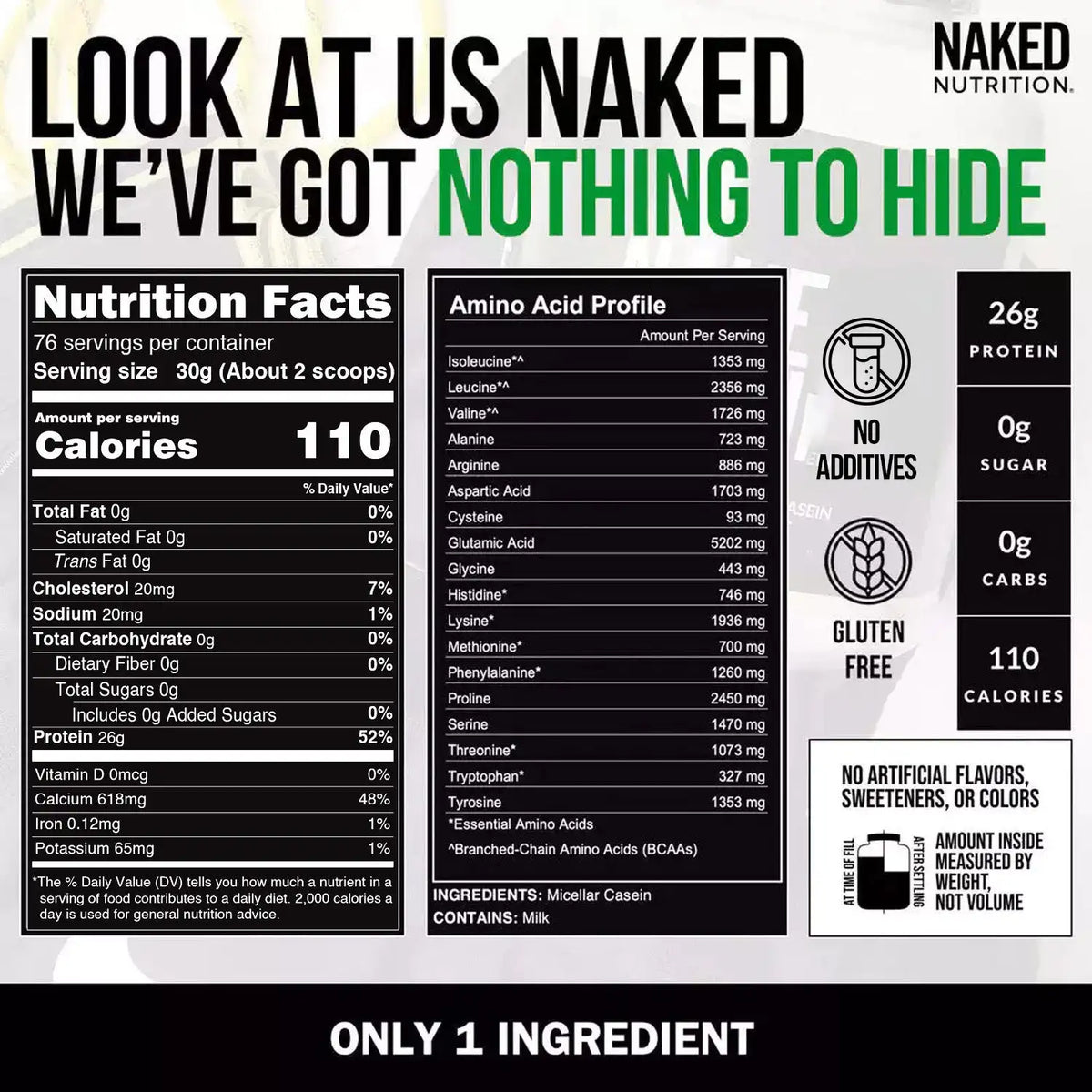 Micellar Casein Protein Powder | Naked Casein - 5lb