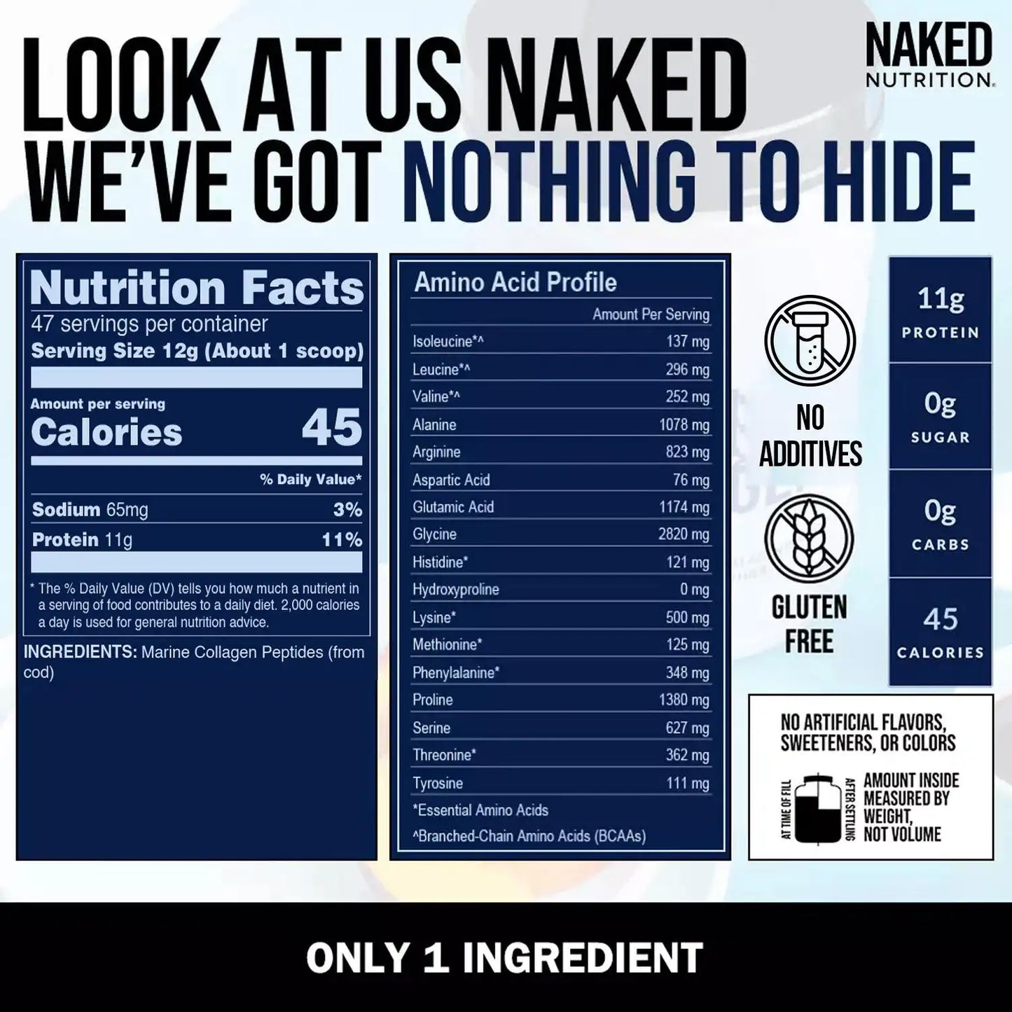 Marine Collagen Peptides Protein Powder | Naked Marine Collagen