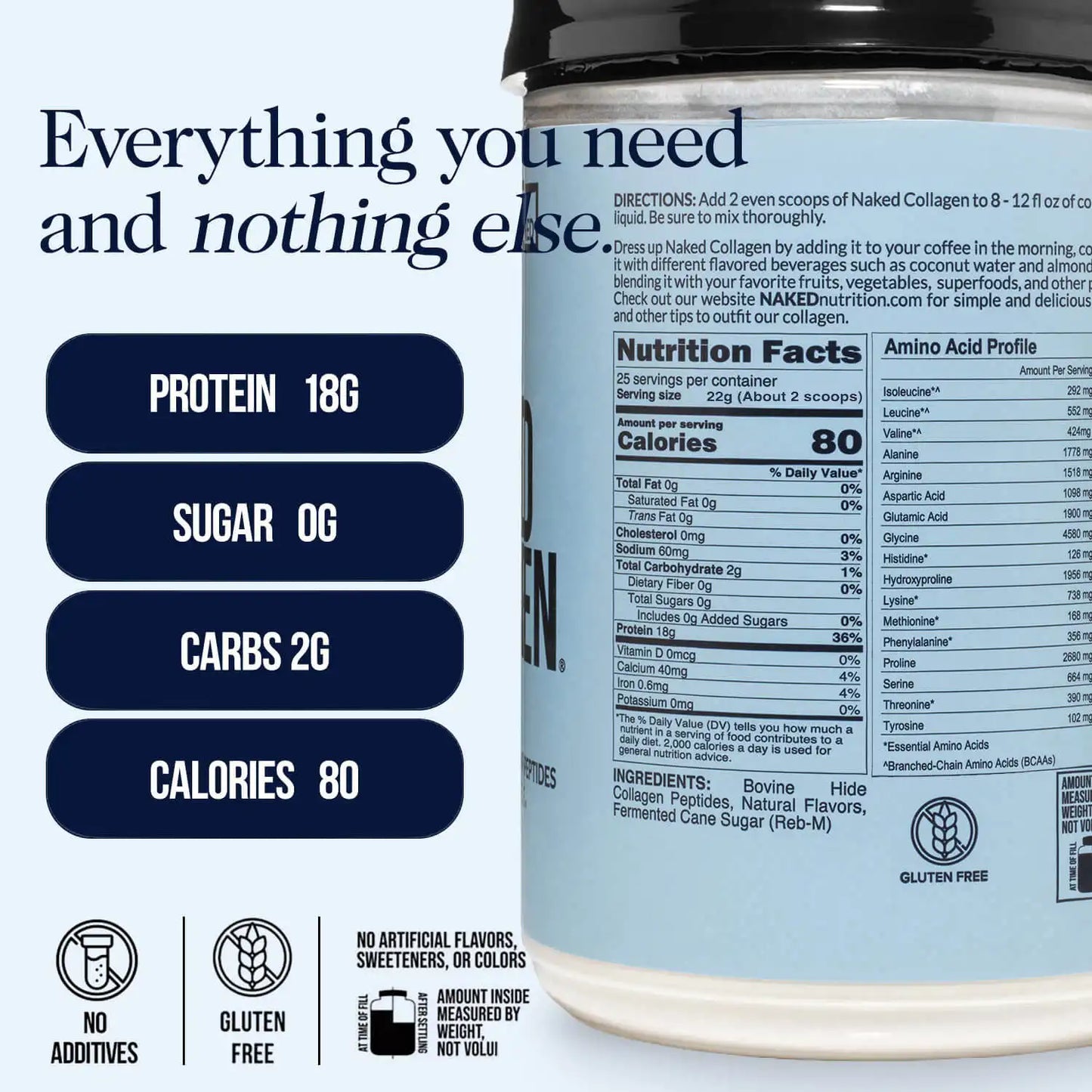 Vanilla Collagen Peptides Powder | Naked Collagen - 1.2 LB