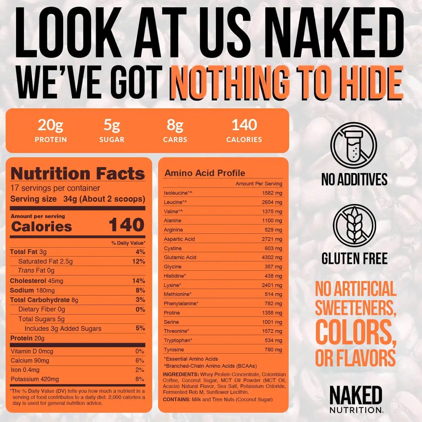 Hazelnut Latte Protein Iced Coffee | Naked Protein Coffee - 17 Servings