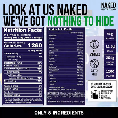 Vanilla Mass Gainer Protein Supplement | Naked Vanilla Mass - 8LB