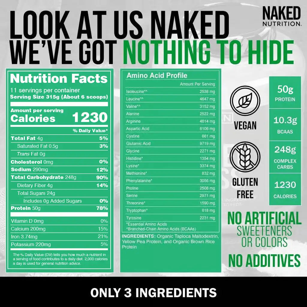 Vegan Mass Gainer Supplement | Naked Vegan Mass - 8LB
