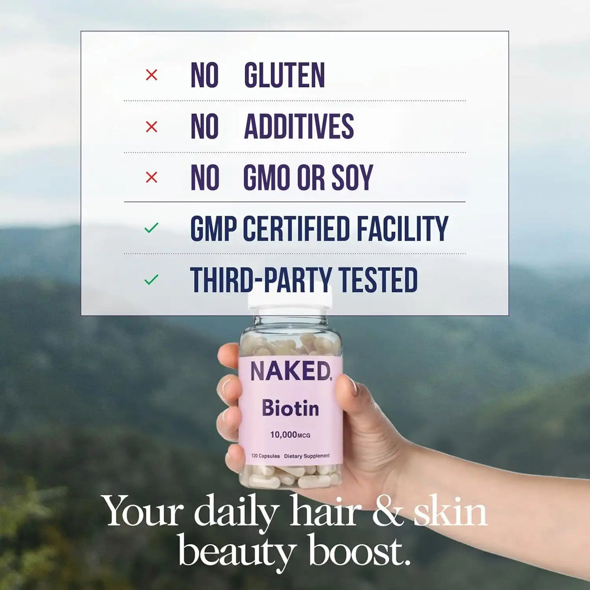 Daily Biotin Supplement | Naked Biotin - 120 Capsules