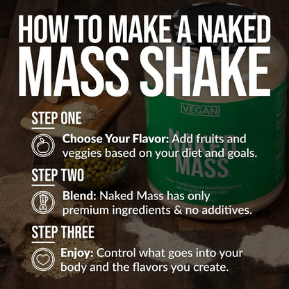 Chocolate Peanut Butter Vegan Mass Gainer Supplement | Naked Vegan Mass - 8LB