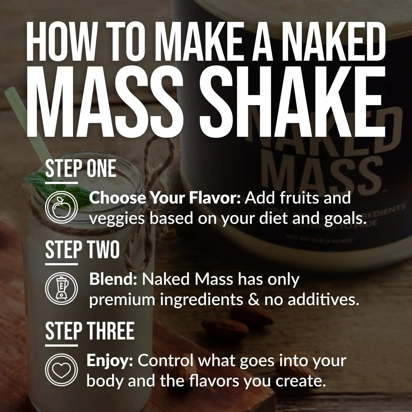 Chocolate Peanut Butter Mass Gainer Protein Supplement | Naked Mass - 8LB