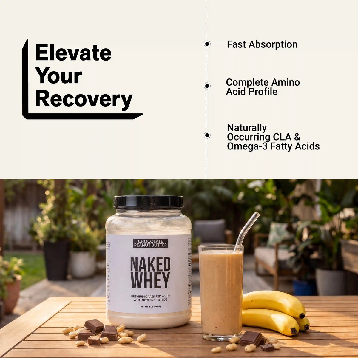 Chocolate Peanut Butter Whey Protein Powder 2LB | Naked Whey - 2LB