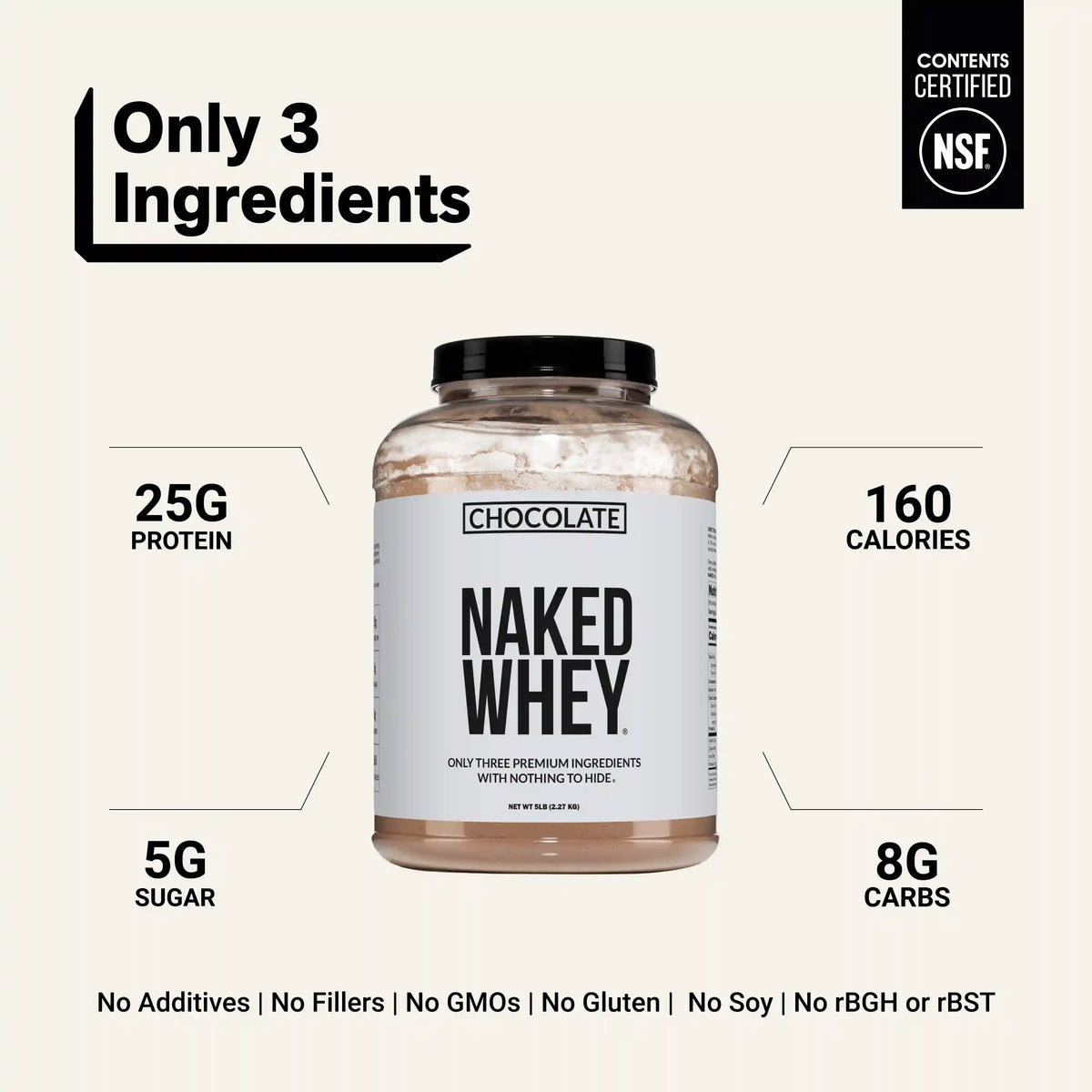 Chocolate Whey Protein Powder | Naked Chocolate Whey - 5LB