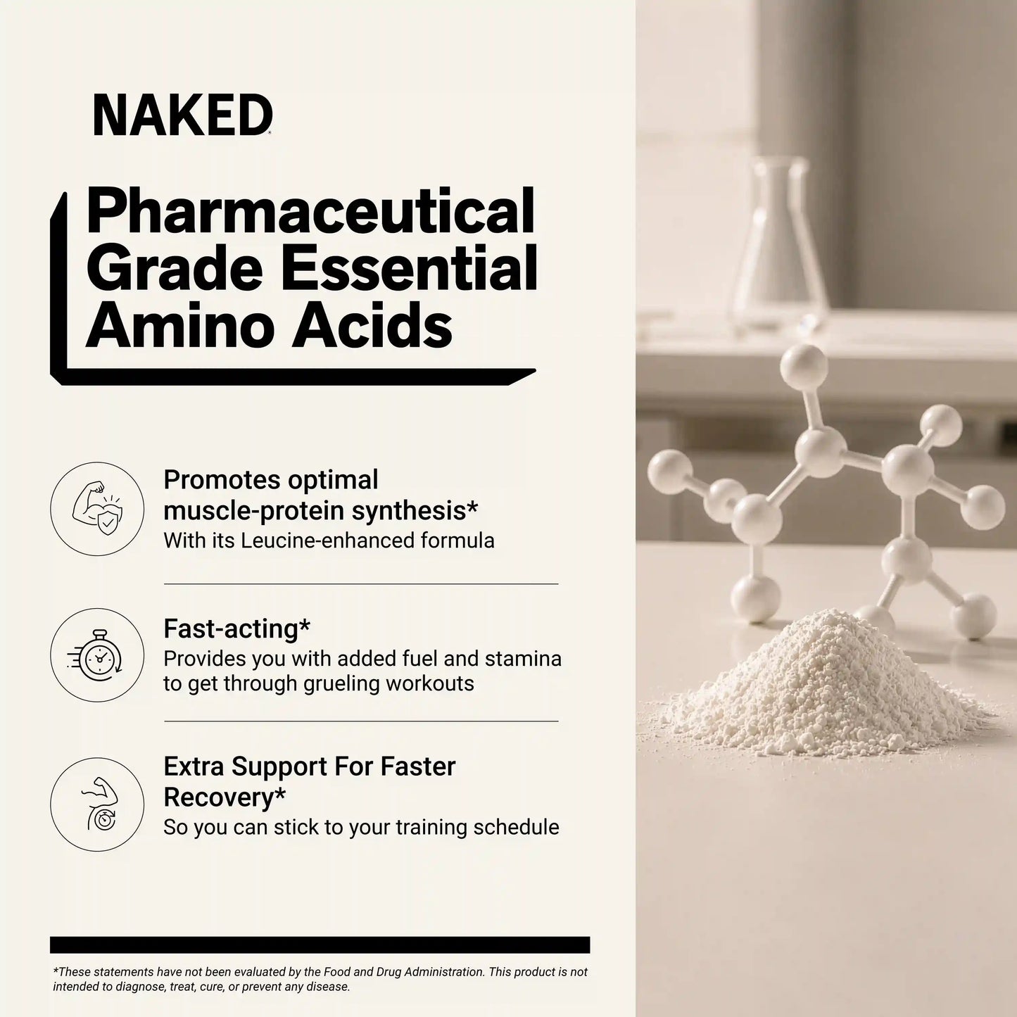 Essential Amino Acids Supplement | Naked EAAs - 50 Servings