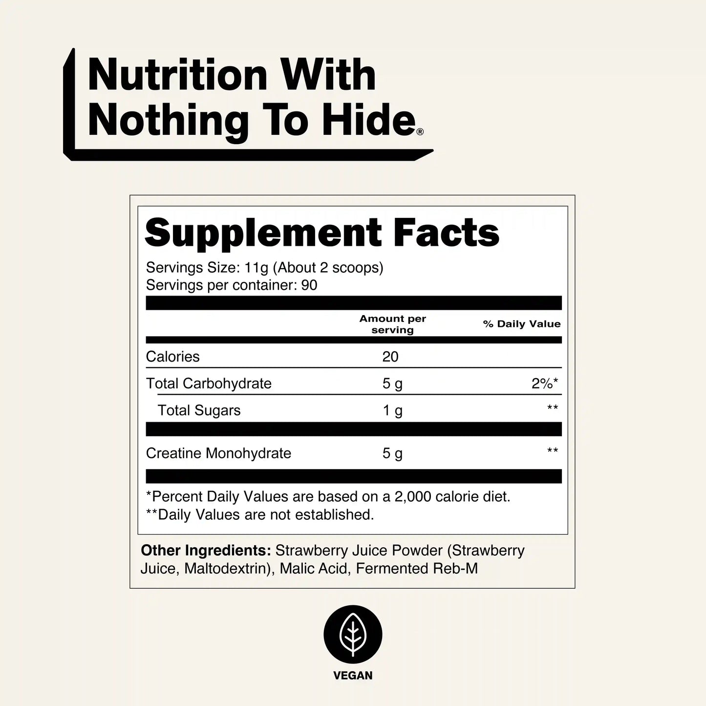 Strawberry Creatine Monohydrate Powder | Naked Creatine - 1.1LB