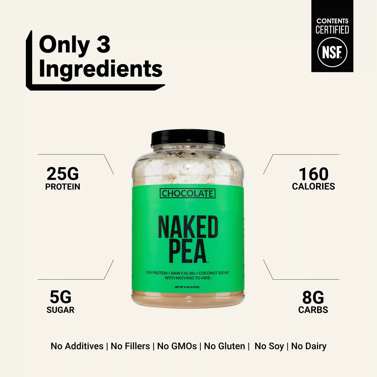 Chocolate Pea Protein Powder | Naked Chocolate Pea - 5LB