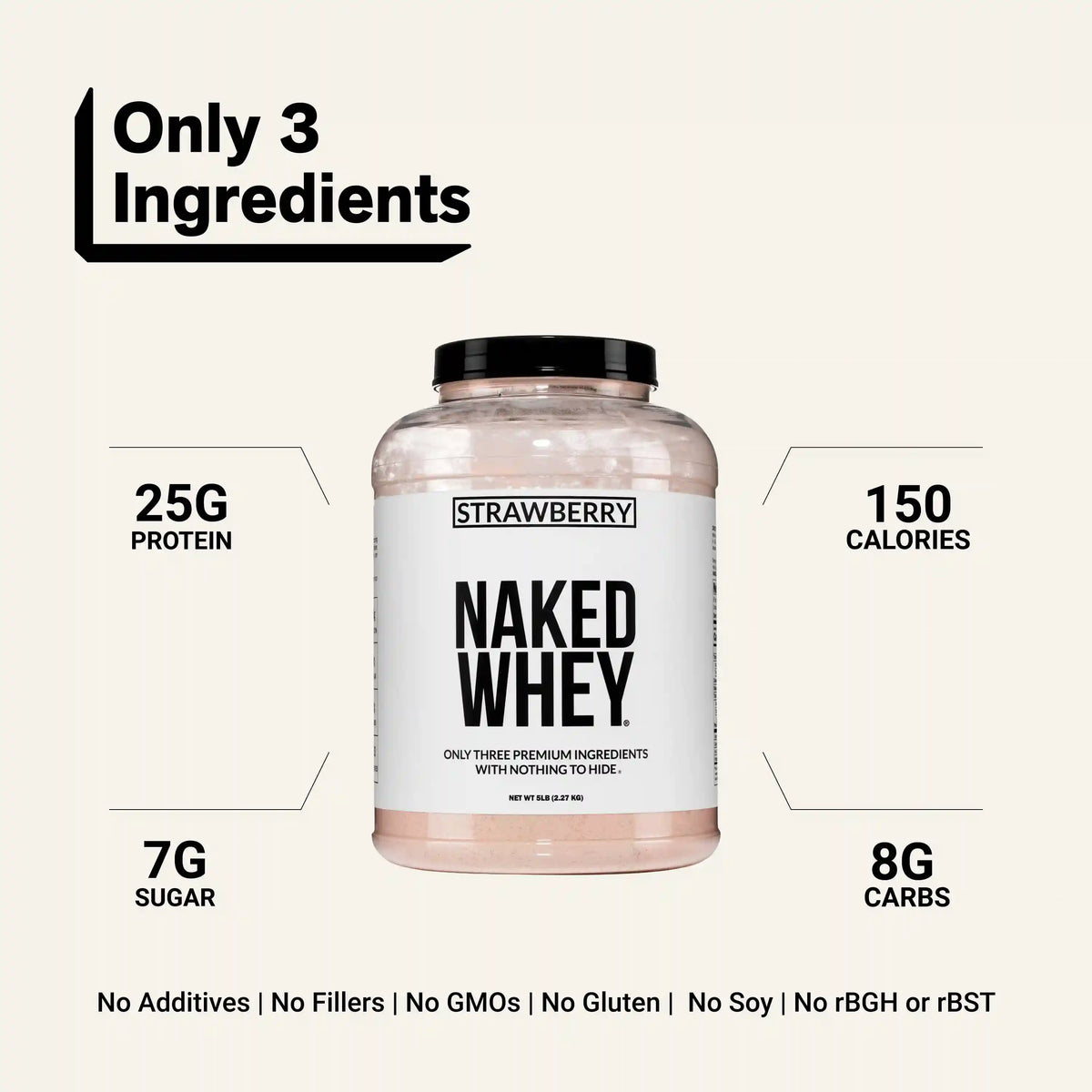 Strawberry Whey Protein Powder | Naked Strawberry Whey - 5LB